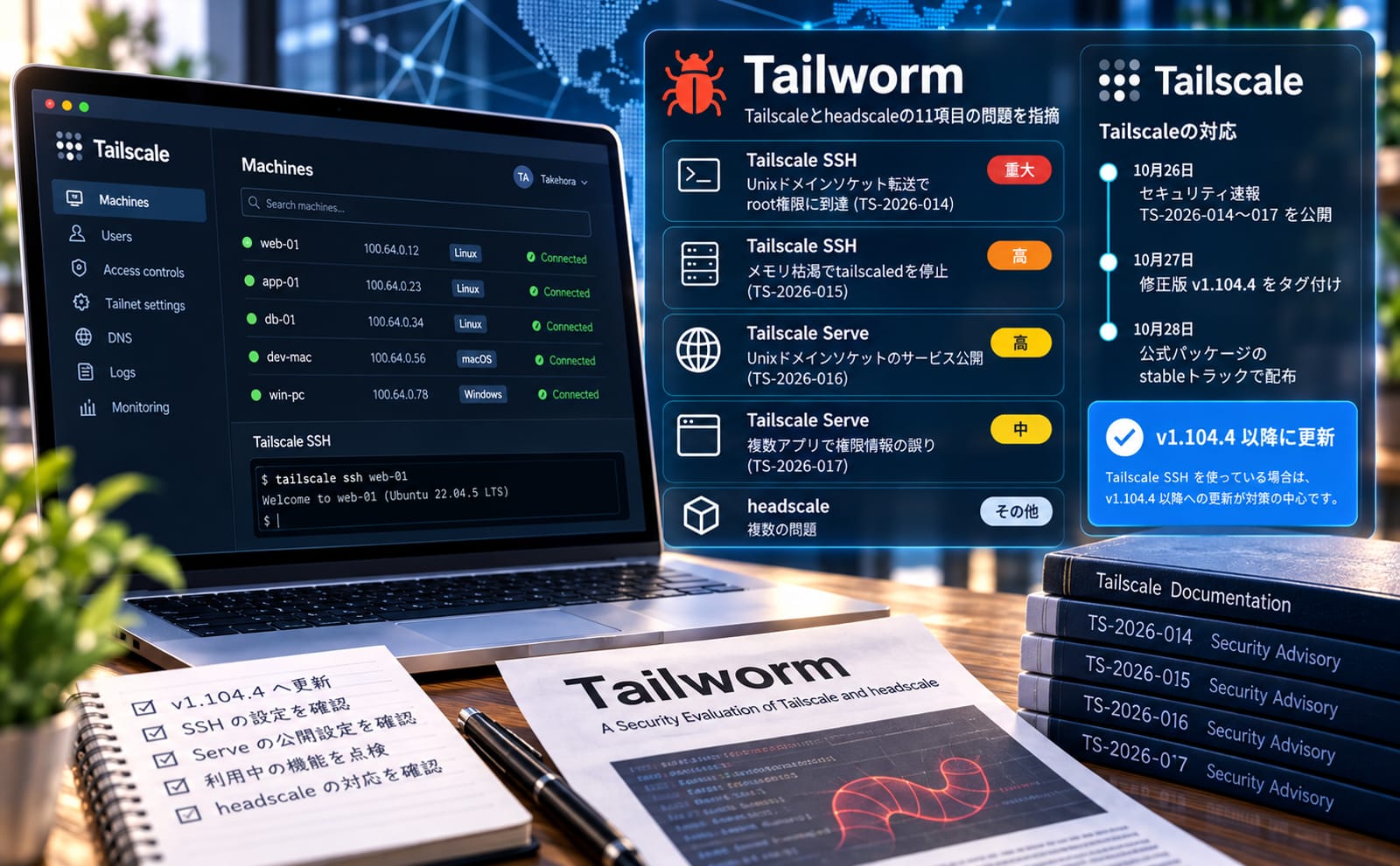 「Tailworm」で指摘されたTailscale SSHの脆弱性とTailscaleの対応を解説